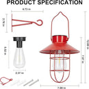 pearlstar Solar Lanterns Outdoor Christmas Metal Solar Powered Hanging Lights Waterproof for Wall Barn Yard Garden Patio Garage Balcony Porch Fence Decor, Warm White Edison Bulb (Red-2pack) by GreenHaven Gardens