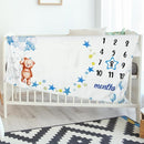 Sleeping Bear Monthly Baby Milestone Blanket Bear Star Balloon Flannel Blanket Boy Newborn Infant Swaddle Growth Baby Frame for Boys Girls Nursery (Blue) by TinyTreasures Baby Boutique