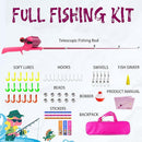Kids Fishing Pole, Telescopic Fishing Rod, Toddler Collapsible Fishing Rod and Reel Combo with Tackle Box, Fishing Line, Bobber, and Soft Lures for Boy, Girl, Youth, Beginner, Over 4 Years Old by TinyTreasures Baby Boutique
