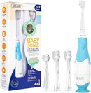 SEAGO Toddler Electric Toothbrushes for Baby Ages 0-3 Years, Baby Toothbrush with Smart Timer and Suction Base, 4 Replacement Brush Heads SG-513 (Blue-C) by TinyTreasures Baby Boutique