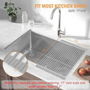 LEMIKKLE Roll Up Dish Drying Rack 17" x 13", Over The Sink Dish Drainer Rack, Foldable Sink Drying Rack, Anti-Slip Silicone Wrapped Dish Drainer for Kitchen Counter (Grey 17" x 13") by CozyNest Decor
