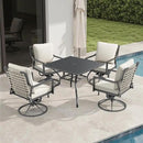 Patio Tables Outdoor Dining Table - Metal Coffee Tables with 2-Tier Storage Shelf 1.57" Umbrella Hole for Outside Proch Deck Balcony Garden Rectangle by GreenHaven Gardens