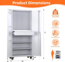Aobabo Metal Storage Cabinet with Wheels and 1 Interior Drawer, Steel Rolling Tool Cabinet with 16 Hooks and 2 Adjustable Shelves for Garage, Home, Office, Kitchen Assembly Required, White by GreenHaven Gardens