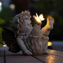 Garden Fairy Outdoor Solar Decor, Resin Ornaments for Patio Lawn Yard Porch, Playful Garden Flower Fairy Statues for Outside Angel Gifts, 7.91 Inches Tall by GreenHaven Gardens