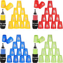 yeesport 48 PCS Sport Stacking Cups with Horse Pattern, Sport Training Game for Challenge Competition, Plastic Stacking Cups, Classic Family Game for Youth and Adults, Red+Blue+Green+Yellow by TinyTreasures Baby Boutique