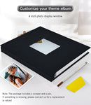 popotop Photo Album Self Adhesive with Picture Display Window,40 Pages DIY Scrapbooking Supplies Kit for 4x6 8x10 Picture,Linen Cover Memory Book for Baby Wedding, with Scraper and Metallic Pen by TinyTreasures Baby Boutique