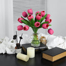 Deep Pink Artificial Tulips, 2 Bundles 14Pcs, Fake Tulips Artificial Flowers, 2 x 2.4 Inch Large Flower Head Big Tulip, Easter Valentine's Day Mother's Day Home Decoration Flowers by CozyNest Decor