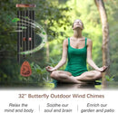 Wind Chimes for Outside, 32" Butterfly Windchime for Outdoor, Butterfly Gifts for Women Mom Sister, Garden Patio Gift Ideas for Friend Co-Worker (Black) by CozyNest Decor