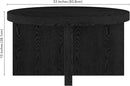 Henn&Hart 33" Round Wood Pedestal Low-Profile Coffee Table for Living Room, Family Room, Office or Apartment, Black Grain by CozyNest Decor