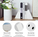 Marble Bookends for Heavy Books, Decorative Book Ends for Shelves, White Stone Durable and Heavy-Duty Book Ends for Hardback Books & CDS, Unique Book Stopper & Holder, Set of 2 by CozyNest Decor