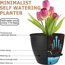 Plant Pots 12/10/9 Inch Self Watering Pots, Set of 3 Plastic Planters with Drainage Holes and Saucers,Plastic Flower Pots,Nursery Planting Pot for Indoor Out Door Plants(Pure Black) by GreenHaven Gardens