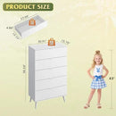 WLIVE 5 Drawer Dresser for Bedroom, Tall Wood Dresser, White Dressers Storage Organizer with Sturdy Metal Handle, Chest of Drawers for Living Room, Hallway, Closet by CozyNest Decor