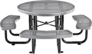 Global Industrial 46" Round Picnic Table, Perforated Metal, Thermoplastic Coating, Attached Benches, 1-1/2” Umbrella Pole Hole, Outdoor-Rated, 1000 lbs Capacity, Gray by GreenHaven Gardens