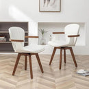 LUNLING Swivel Dining Room Chairs Set of 2,Mid Century Modern White Faux Leather Kitchen Chair with Arms,Bamboo Legs Side Chairs No Wheels,Accent Chair for Dining Rooms and Offices by CozyNest Decor