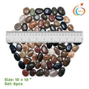 10in River Rock Stepping Stones Set - 6 Pack | Polished Pebble | Long-Lasting PVC Mesh Backing | Perfect for Garden Paths and Lawns Outdoor Landscaping Decoration | Mixed Rhombus by GreenHaven Gardens