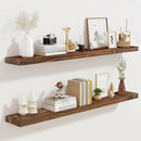 36"x6.8"x1.2" Solid Wood Floating Shelves 2-Pack - Rustic Brown Finish with Hidden Brackets, Perfect for Storage and Décor in Living Room, Kitchen, Bedroom by CozyNest Decor