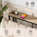 ELYKEN 5.9" Narrow Console Sofa Table with Power Outlets, 5.9" Dx39.4 Wx31.1 H Long Couch Table with Metal Frame and Charge Station with 6.5’ Extension Cord, White Oak by CozyNest Decor