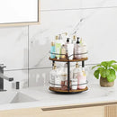 Lazy Susan Organizer 2 Tier - Turntable Spice Rack for Table Top, Wooden Rotating Lazy Susan for Cabinet Pantry Kitchen Countertop Dining Table Cupboard Bathroom Vanity Storage by CozyNest Decor