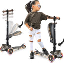 Hurtle 3-Wheeled Scooter for Kids - Wheel LED Lights, Adjustable Lean-to-Steer Handlebar, and Foldable Seat - Sit or Stand Ride with Brake for Boys and Girls Ages 1-14 Years Old by TinyTreasures Baby Boutique