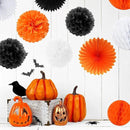 Orange Black Happy-Halloween Party Decorations - 13PCS Spider Web Bats Streamers Banner ,Paper Flowers Lanterns Tissue Pom Poms Fans, Classroom Birthday Bachelorette Hanging Supplies Decor Hugfond by CozyNest Decor
