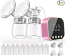 Double Electric Breast Pump Strong Suction, Portable Breast Pump Electric Breastfeeding Pump, Rechargeable Milk Pump with 4 Modes & 9 Levels, Low Noise, Anti-Backflow & LED Display, 24mm Flange, Pink by TinyTreasures Baby Boutique