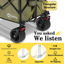 Sekey 48''L Collapsible Foldable Extended Wagon with 440lbs Weight Capacity, Heavy Duty 300L Folding Utility Garden Cart with Big All-Terrain Beach Wheels & Drink Holders. Khaki by GreenHaven Gardens