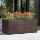 LEWIS&WAYNE Large Rectangular Block Planter Box Handmade Wicker Tall Planters for Outdoor Plants with Removable Liners Modern Planter for Indoor Outdoor Patio Deck - Brown, 30''x12''x16'' by GreenHaven Gardens