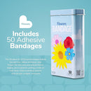 BioSwiss Bandages, Flowers Shaped Self Adhesive Bandage, Latex Free Sterile Wound Care, Fun First Aid Kit Supplies for Kids and Adults, 50 Count by TinyTreasures Baby Boutique