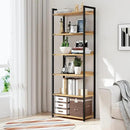 NUMENN Bookshelf, 6 Tier Bookshelves, Home Office Bookcase Shelf Storage Organizer, Free Standing Storage Shelving Unit for Bedroom, Living Room and Home Office, Natural by CozyNest Decor