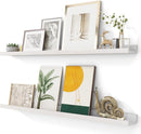 Solid Ash Wood Picture Ledge Shelf, Wood Floating Shelves Set of 2, 48 Inch Long Large Photo Ledge Shelves, Nursery Book Shelves Wall Mounted for Living Room Kids' Bedroom Decor, White by TinyTreasures Baby Boutique