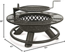 Castlecreek 47" Fire Pit BBQ Grill Outdoor Wood Burning Steel Log Firepit for Camping, Grilling, Smores, Yard, Cooking Outside, Barbecue, Bonfire Geometric by GreenHaven Gardens