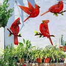 4 Pack Metal Cardinal Wall Art Decor Metal Birds 3D Outdoor Sculpture, Ornaments Hand-Made Nimble red Bird, Gifts for Mom,Birthday Gifts for Grandma Wife by GreenHaven Gardens