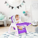 Costzon Baby High Chair, 3 in 1 Infant Table and Chair Set, Convertible Booster Seat with 3-Position Adjustable Feeding Tray, Adjustable Seat Back, 5-Point Harness (Purple) by TinyTreasures Baby Boutique