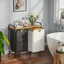 Laundry Hampers 2 Section, Laundry Sorter with Removable Shelf and Pull-Out Bags, Clothes Hampers with Wheels Rolling Cart Basket for Laundry Room Bathroom, 2 x 50 L (Black White) by CozyNest Decor