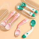 Deejoy Toddler Utensils with Travel Safe Case, Silicone Baby Spoons and Fork Set for Self Feeding, Toddlers Feeding Training Spoon, Easy Grip Heat-Resistant, Bendable Function (2 Sets, Green&Pink) by TinyTreasures Baby Boutique