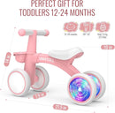 Umatoll Colorful Lighting Baby Balance Bike Toys for 1 Year Old Girls Gifts, Adjustable Seat, 1st Birthday Gifts, 12-24 Months Toddler Bike, Pink by TinyTreasures Baby Boutique