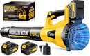 Tietoc Leaf Blower Cordless, 735CFM/200MPH Brushless Electric Leaf Blower with 2 X 5.0Ah Battery, 6 Speed Levels, 2 Extended Tube and Nozzles, Powerful Leaf Blowers for Garden, Lawn Care (Yellow) by GreenHaven Gardens