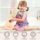 Kids Guitar Set for Girls - Toys for 2 3 4 Year Old Girl Birthday Gifts - 7 in 1 Wooden Montessori Musical Instruments with Ukulele/Tambourine/Maracas/Flute for Toddler 2-5(Pink) by TinyTreasures Baby Boutique