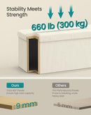 SONGMICS MAZIE Collection - Storage Ottoman Bench, Foldable Foot Rest, 15 x 43 x 15 Inches, End of Bed Bench, Storage Chest, Load 660 lb, Living Room, Bedroom, Entryway, Cream White ULSF604W01 by CozyNest Decor