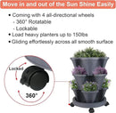 Vertical Planter 3 Tier Stackable Planters Garden Planters Strawberry Herb Flower and Vegetable Planter Indoor Outdoor Gardening Pots with Removable Wheels and Tools by CozyNest Decor