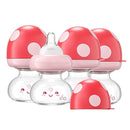YOHKOH Newborn Glass Baby Bottles with Slow Flow Nipple for 0+ Months, Wide Neck Feeding Bottle, 2.7oz/80ml (Red, 2.7oz (Pack of 4)) by TinyTreasures Baby Boutique