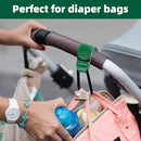 Baby Stroller Hooks Bag Hooks for Hanging Diaper Bags Multipurpose Hooks for Grocery Shopping Bags Premium Vegan Leather Pram Straps 2 Pcs (Green) by TinyTreasures Baby Boutique