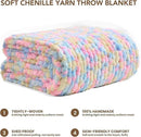 L'AGRATY Chunky Knit Blanket Throw: 60''x80'' Chenille Chunky Knitted Throw Blankets for Twin Bed Couch - Handmade Thick Cable Knit Blanket - Large Crochet Rope Blankets for Home Decor by CozyNest Decor