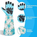 DLY Gardening Gloves for Women, Rose Gloves Gardening Thorn Proof, Long Garden Gloves for Women, Breathable & Durable Leather Gauntlet(Medium, Light Blue) by GreenHaven Gardens