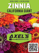 Zinnia Seeds for Planting – Non-GMO Heirloom Zinnia Flower Seeds – Full Instruction Packets to Plant in Your Home Outdoor Garden – Gardening Gift – 50 California Giant Zinnia Seeds (3 Packets) by GreenHaven Gardens