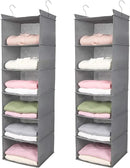MAX Houser 6 Tier Shelf Hanging Closet Organizer, Closet Hanging Shelf with 2 Sturdy Hooks for Storage,2 Pack, Foldable (Light Grey) by CozyNest Decor