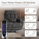 Lazy Boy Recliner Chair with Heated and Massage, 4 Motor Headrest, Lumbar Independent Adjustment Power Lift Recliner with Hidden Cup Holder、Side Pocket、Back Pillow by CozyNest Decor