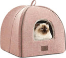 Cat Bed for Indoor Cats - Cat Cave Bed Cat House Cat Tent with Removable Washable Cushioned Pillow, Soft and Self Kitten beds,Cat Beds & Furniture, Pet Bed (Large, Pink) by CozyNest Decor