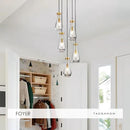 5-Light Raindrop Pendant Light Fixtures, Brass Glass Pendant Lighting, Teardrops Modern Hanging Light for Entryway Foyer Kitchen Island Dining Living Room Hallway by CozyNest Decor