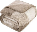 LURKA Checkered Sherpa Fleece Throw Blanket - Extra Thick and Warm Winter Soft Fuzzy Plush Blanket for Couches, Beds & Pets, Khaki, 50x60 Inches by CozyNest Decor